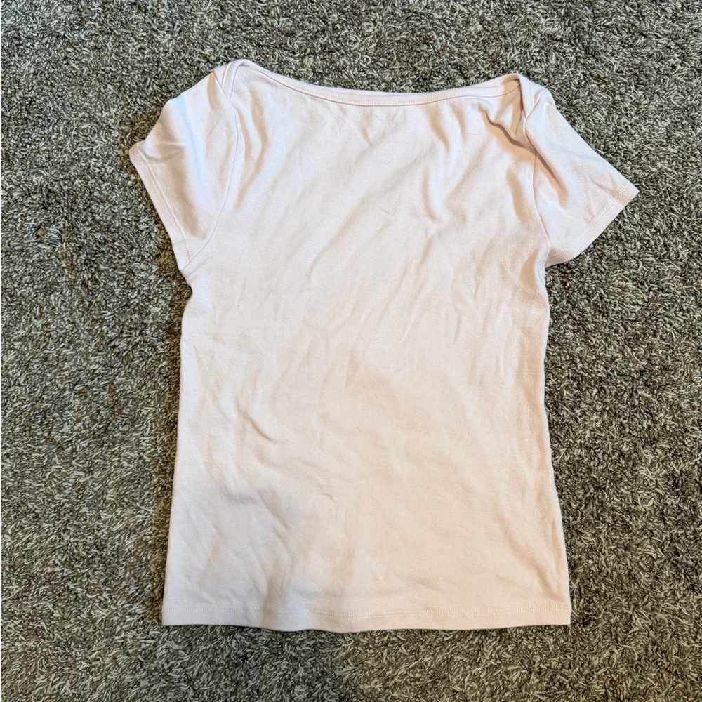 Old Navy Light Pink Short Sleeve Scoop Neck Tee